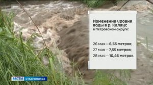Уровень воды в Калаусе за сутки увеличился почти на три метра