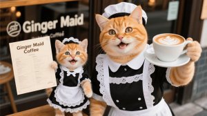 Рыжий котенок и мама-кошка открыли мейд-кафе — зайди и поддержи 🐱☕