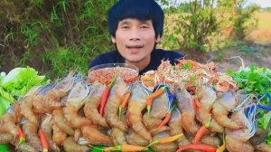 #МУКБАНГ Суп Том Ям, Сашими из креветок и свежие овощи! АСМР ЕДА НА КАМЕРУ ОБЖОР ОБЕД