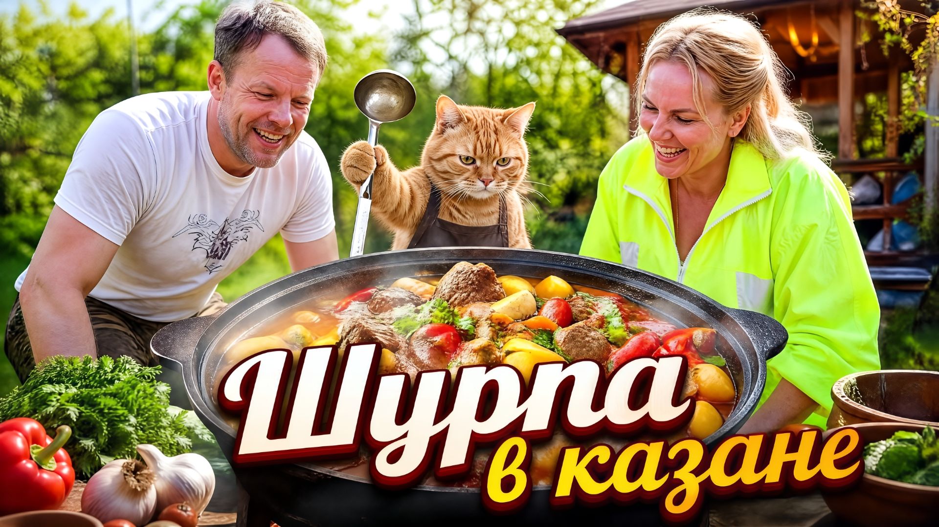 🔥 ГОТОВИМ ШУРПУ В КАЗАНЕ НА ОГНЕ 🍖🥔