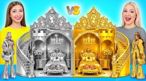 Строим Удивительный Кукольный Домик Золотой vs Серебряный Челлендж # Простые Трюки для Декора