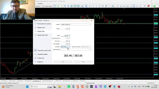Трейдинг и инвестиции  29-05-2026 Обзор рынка акций  SPY AMZN AAPL BA GOOGL JNJ META MSFT NVIDIA Pfi