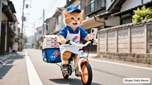 У мамы-кошки внезапно поднялась температура# рыжий котенок и папа-кот по очереди ухажива