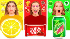 24 Часа Едим Еду Одного Цвета Челлендж _ Смешные Кулинарные Трюки от 4Teen Challenge
