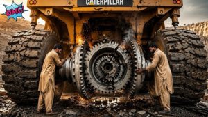 Пакистанские мастера восстанавливают дифференциал Caterpillar на коленке.