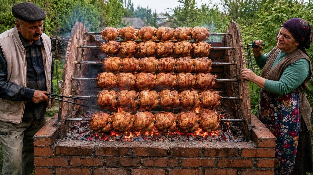 Целые Куры, Медленно Запечённые на Горячих Углях 🔥🌿