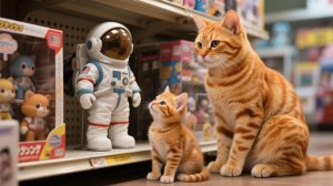 Рыжий котенок хочет стать космонавтом 🚀 #Мама-кошка преображает комнату 🌙