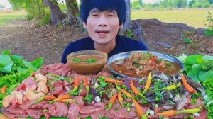 #МУКБАНГ Свежее мясо телятины с перцем чили и свежими овощами!АСМР ЕДА НА КАМЕРУ ОБЖОР ОБЕД
