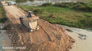 Full Processing!! Powerful Machinery Extreme Dumping Dirt Dozer Make New Road Long Dam