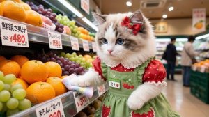 Котёнок породы рэгдолл Мими помогает в супермаркете – её первая зарплата 🍓