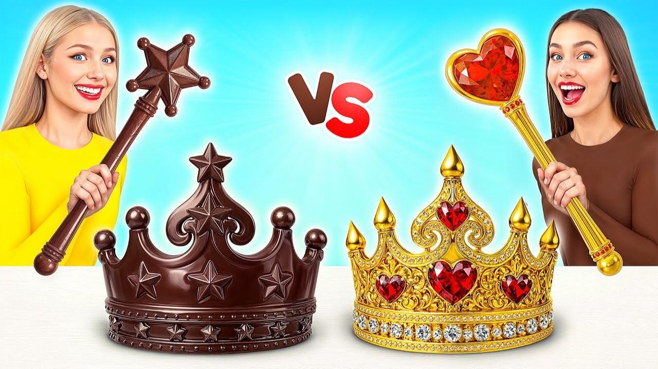 Челлендж. Шоколадная Еда vs Настоящая еда Удивительный Челлендж с Едой смотреть онлайн