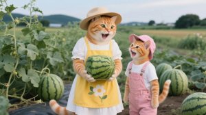 Волшебные дыни имбирного котенка🍉✨, мама-кошка разбогатела арбузом💸 #Смешные видео о кошках