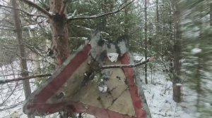 Дорожные знаки в лесу_Осенний выезд на урочище_Копаю железо_Металл есть... #КопМеталлавлесу