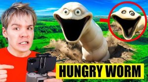 МОЙ ДРОН СНЯЛ HUNGRY WORM В РЕАЛЬНОЙ ЖИЗНИ! ОГРОМНЫЙ ЧЕРВЬ ПОЖИРАТЕЛЬ!!!
