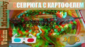 3D stereo red-cyan Севрюга в духовке с картофелем. Мальковский Вадим