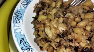 Мукбанг жареная картошка с мясом индейки