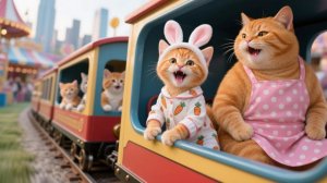 Мама-кошка взяла милого котенка поиграть на уличный фестиваль 🐱🎡