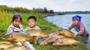 Большой улов рыбы с семьей Дуонг. Торговля на рынке. Деревенская жизнь во Вьетнаме