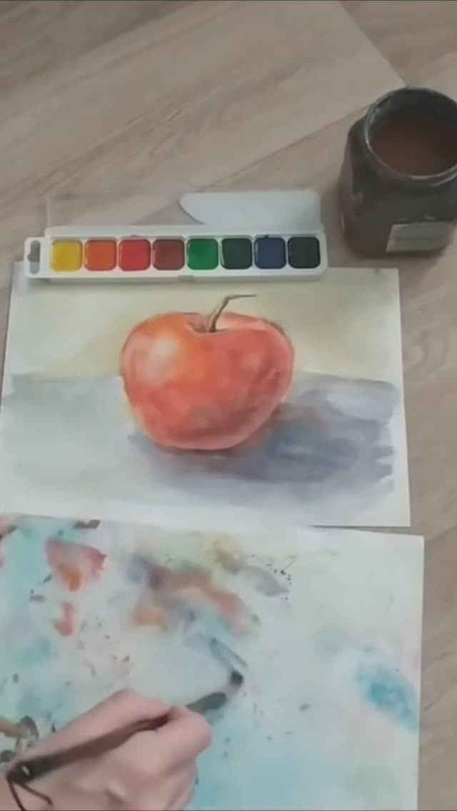 Рисуем Яблоко. Натюрморт.