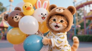 Рыжому котенку в воскресенье скучно, поэтому мама-кошка отводит его на веселую игровую площадку 🎡🐾