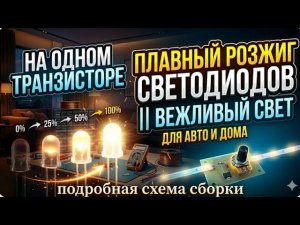 Плавный розжиг светодиодов на одном транзисторе, инструкция по сборке