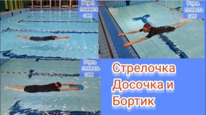 Стрелочка,досочка и бортик. Кроль. Учусь плавать сам.