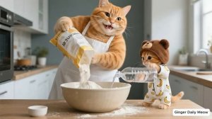 Рыжий котёнок отказался от жевательной резинки, увидев, как усердно мама-кошка убирается 🍬🐾