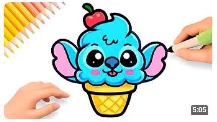 КАК ПРОСТО НАРИСОВАТЬ МИЛОГО СТИЧА В СТИЛЕ МОРОЖЕНОГО 🍦💙