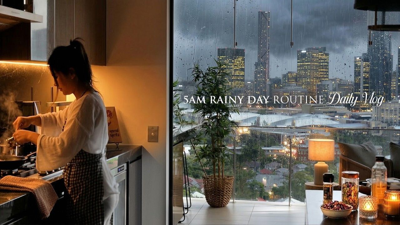 5AM Rainy Day Morning Routine | Lunchbox for Husband, Cooking bibimbap, Calm and Relaxing смотреть онлайн