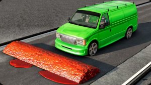 Машина против магматического лежачего полицейского в BeamNG Drive!