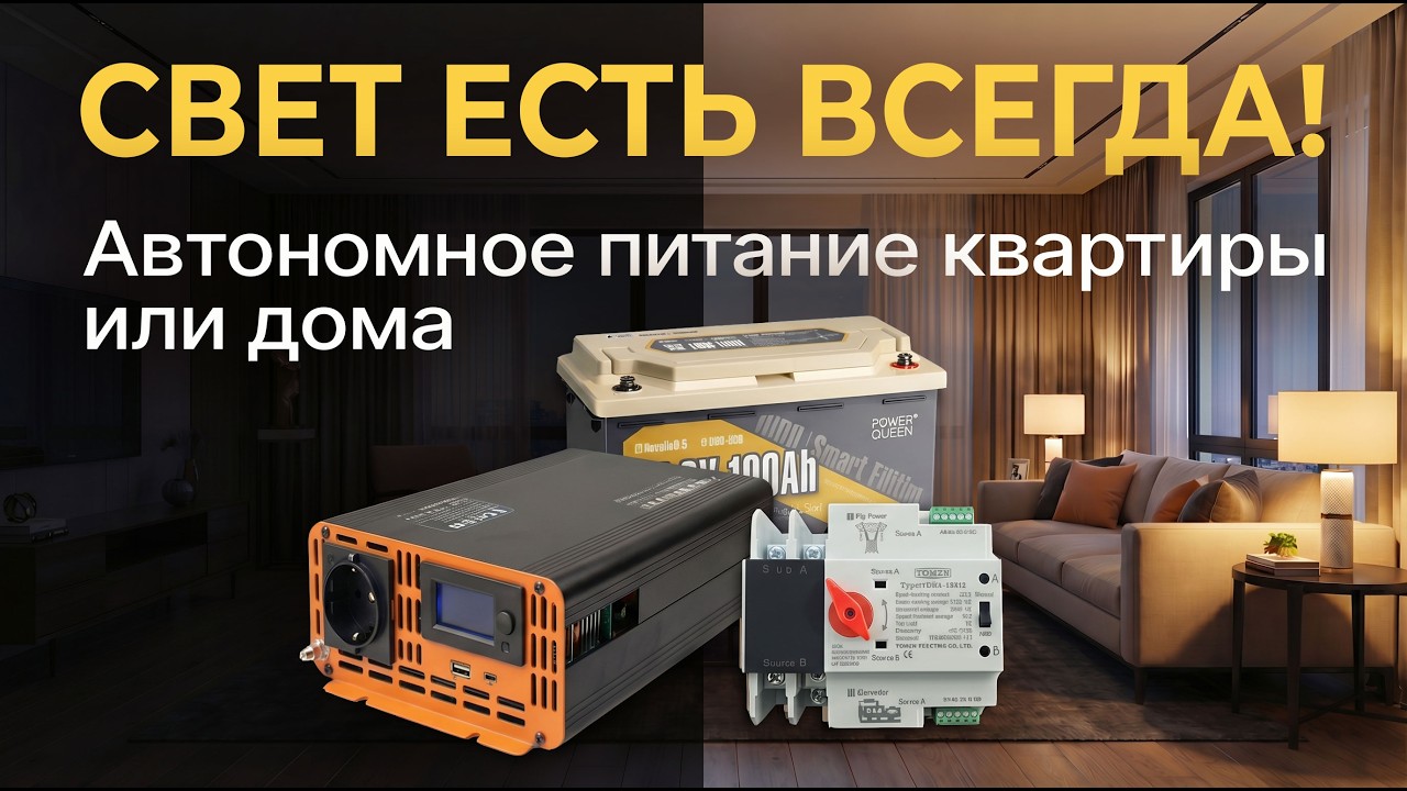 Резервное питание квартиры. Инвертор + аккумулятор + АВР. ИБП для дома своими руками.