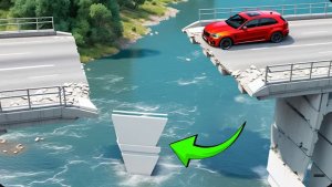 Смогут ли машины выжить? 🚗 Разрушенный мост, ловушка из брёвен и испытание уступом в BeamNG.drive