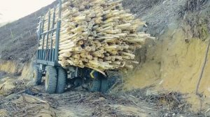 Опасные горные дороги Вьетнама. Движение лесовозов