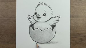 Как нарисовать милого утёнка — Простой пошаговый урок рисования — Уроки рисования