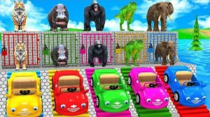 Игра «Длинный слайд» с коровой, слоном, гориллой, бегемотом, тигром. Забавная 3D-игра с животными