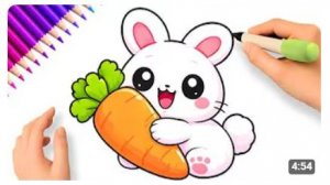 КАК ПРОСТО НАРИСОВАТЬ ЗАЙЦА С МОРКОВЬЮ 🥕
