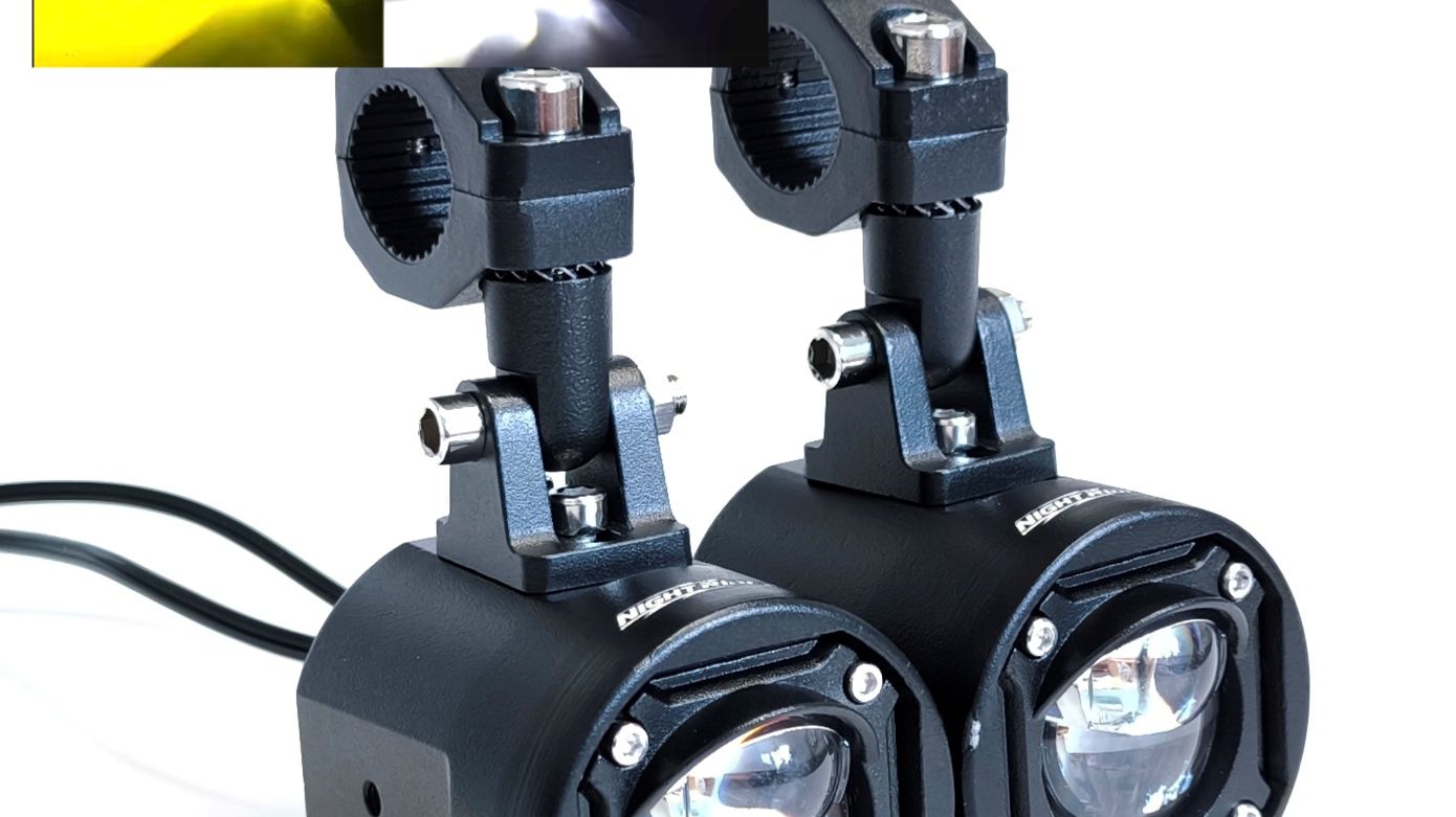 Противотуманные фары 60W для мотоцикла, Ближний (Жёлтый)/Дальний (Белый), Стробоскоп, OTBS-O-Y-W