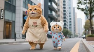 Бабушка-кошка едет в город, чтобы помочь рыжему котенку позаботиться о больной маме-кошке 😿💕