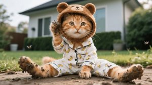 Рыжий котенок считает, что беспорядок — это мило. Мама-кошка учит, что ее настоящее очарование — это
