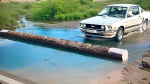 Машина против упавшего дерева и глубокой воды в BeamNG Drive