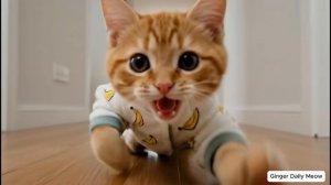 Рыжий котёнок любит ухаживать за растениями — мама-кошка делает для него поилку ручной работы 🌿🐱