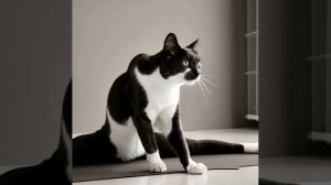 Кот занимается йогой