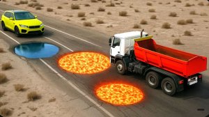 Машина против лавовой ямы в BeamNG Drive!