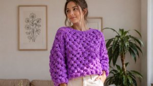 Красивый узор крючком для летней кофточки