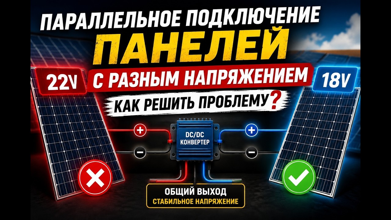 ОТВЕТ ЗРИТЕЛЮ. ПАРАЛЛЕЛЬНОЕ СОЕДИНЕНИЕ ПАНЕЛЕЙ РАЗНОГО НАПРЯЖЕНИЯ