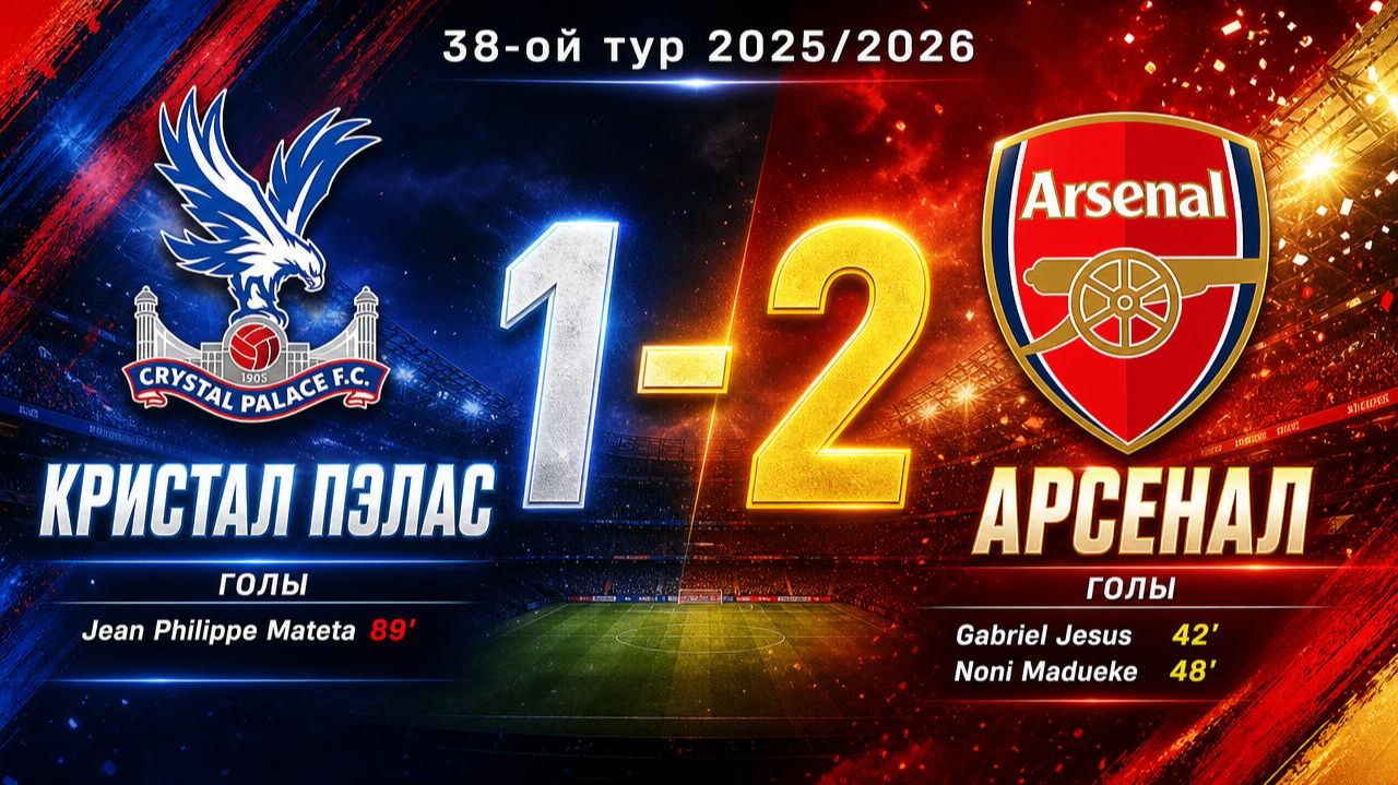 ГОЛЫ КРИСТАЛ ПЭЛАС - АРСЕНАЛ // 38-ОЙ ТУР АПЛ 25/26