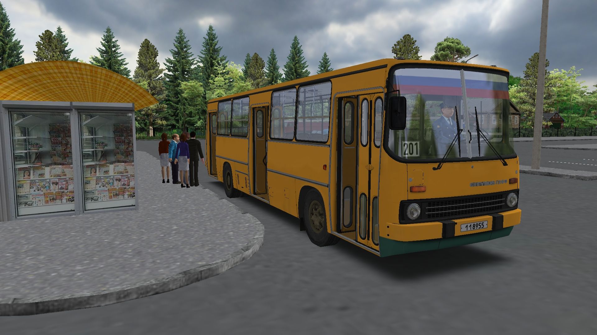 Поездка на Ikarus-260.50 по маршруту №201 по карте Мичурино 2.8 смотреть онлайн