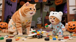 Рыжий котенок набрал 100 очков, а мама-кошка сдержала свое обещание, подарив в подарок самолетик Leg
