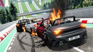 BeamNG/Drive - Опасные прыжки на высокой скорости на автомобиле