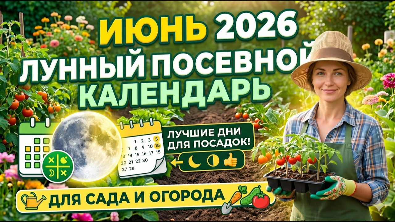 Агрогороскоп на ИЮНЬ 2026 🌙 Лунный посевной календарь садовода и огородника смотреть онлайн